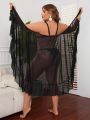 SHEIN Swim Vcay Plus Size Mesh Ruffle Hem Kimono