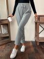 SHEIN LUNE Solid Color Drawstring Waist Long Pants