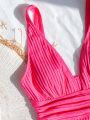 SHEIN Swim Basics Solid Color Sleeveless One Piece Swimsuit