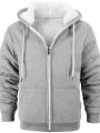 Men's Zipper Design Hoodie With Drawstring And Fleece Lining