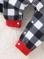 Baby Boys' Long Sleeve Truck Print Plaid Romper Jumpsuit 2pcs Set