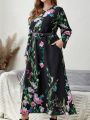 EMERY ROSE Plus Size Women's Floral Printed Long Dress