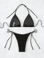 Ladies' Textured Halter Neck Bikini Set