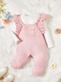 Baby Girls' Sweater Jumpsuit With Straps