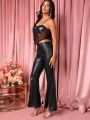 Pretty on the Outside Sequin Bustier Top & Flare Pants Set