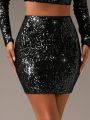 SHEIN BAE Women's Sequin Midi Skirt