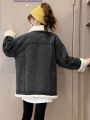 Tween Girl Borg Collar Flap Pocket Thermal Lined Coat