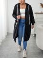 Plus Size Solid Color Drawstring Hooded Jacket