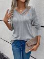 Asymmetrical Neck Ribbed Knit Tee