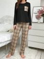 Women'S Plaid Print Long Sleeve Long Pants Pajama Set