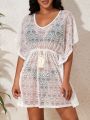 SHEIN Swim BohoFeel Lace Hollow Out Cover Up