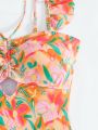 Floral Print One-Piece Swimsuit