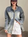 Dazy Star Gradient Frayed Denim Jacket