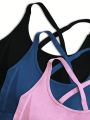 Yoga Basic 3pcs/set Sports Bra With Criss-cross Back