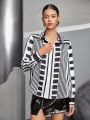 SHEIN BIZwear Vertical Striped Straight-fit Women's Shirt