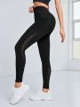 Women's Mesh Patchwork Leggings With Pocket For Sports