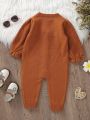 Baby Girl Floral Embroidered Long Sleeve Sweater Crawl Suit