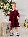 SHEIN Kids FANZEY Toddler Girls Plaid Print Dress Without Belt