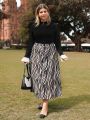 SHEIN Frenchy Plus Size Women'S Zebra Print Skirt