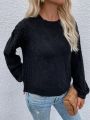 SHEIN LUNE Round Neck Cable Knit Sweater