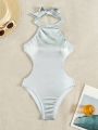 SHEIN Swim SXY One-piece Swimsuit With Knotted Back Detail