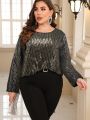 SHEIN LUNE Plus Size Long Sleeve Sequined Top