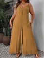 SHEIN VCAY Plus Size Women's Spaghetti Strap Wide Leg Jumpsuit