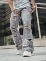 Men Ripped Frayed Jeans