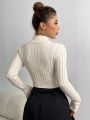 Zip Up Ribbed Knit Crop Cardigan