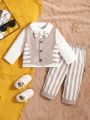 Infant Boy's Gentleman Suit, Fake Two-piece Shirt + Pants