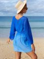 SHEIN Swim Y2GLAM Women'S Gradient Long Sleeve Pullover Cover Up