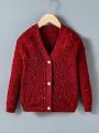 SHEIN Kids EVRYDAY Girls' Long Sleeve V-Neck Cute Cardigan Sweater