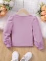 SHEIN Young Girl Square Neck Puff Sleeve Tee