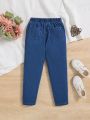 SHEIN Young Girl Bow Front Jeans