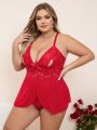 Classic Sexy Plus Size Women'S Wirefree Sexy Lingerie Dress With T-Back G-String (Valentine'S Day Edition)