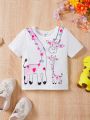 Baby Girl Giraffe Print Short Sleeve T-Shirt