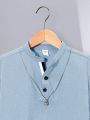 SHEIN Tween Boys' Casual Comfortable Button-Front Short Sleeve Shirt