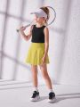 Tween Girl Wide Waistband Ruffle Hem Skirt With Phone Pocket