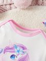 SHEIN Cute Unicorn, Butterfly & Floral Printed Casual Gift Set For Baby Girls