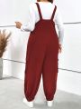 SHEIN LUNE Plus Flap Pocket Side Overall Jumpsuit Without Tee