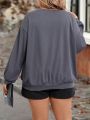 Plus Half Zip Drop Shoulder Sweatshirt