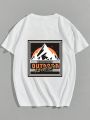 Teenage Boys' Mountain & Letter Printed Casual Short Sleeve T-shirt