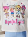 SHEIN Young Girl Sweet & Cool Pullover Hoodie With Solid Color Flared Pants