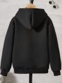 SHEIN Kids EVRYDAY Big Boys' Solid Color Hooded Fleece Jacket