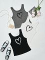 SHEIN LUNE Ladies' Heart Pattern Sleeveless Tank Top