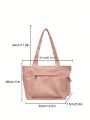 Multifunctional Solid Color Large Capacity Shoulder Bag With Multiple Pockets