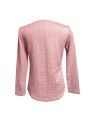 Women's Solid Color Asymmetric Collar With Button Detail Sweatshirt