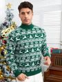 SHEIN Men Christmas Elk & Snowflake Pattern Mock Neck Sweater