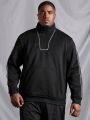 Manfinity Homme Men's Plus-size Half-zip Sweatshirt With Contrast Edge