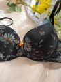 Floral Embroidery Mesh Underwire Lingerie Set